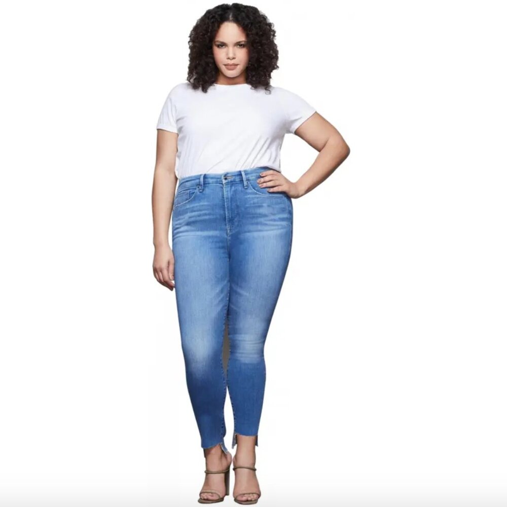 New Good American Good Waist Medium Wash Jeans